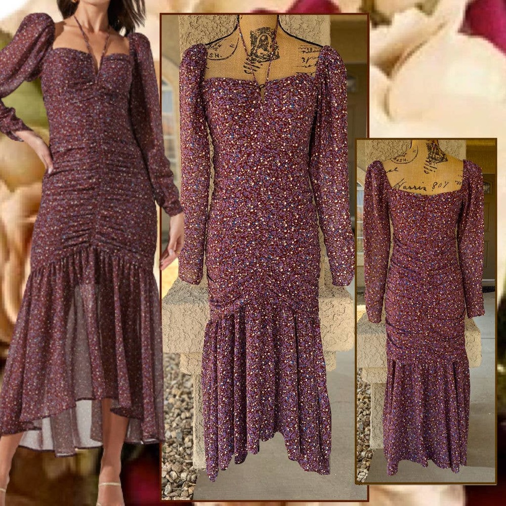 Astr The Label Athena Floral Ruched  Midi Dress Size S